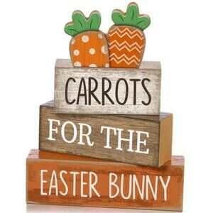 4 Pcs Easter Decor Wooden Carrot Decoration Easter Tiered Tray Decor Rustic